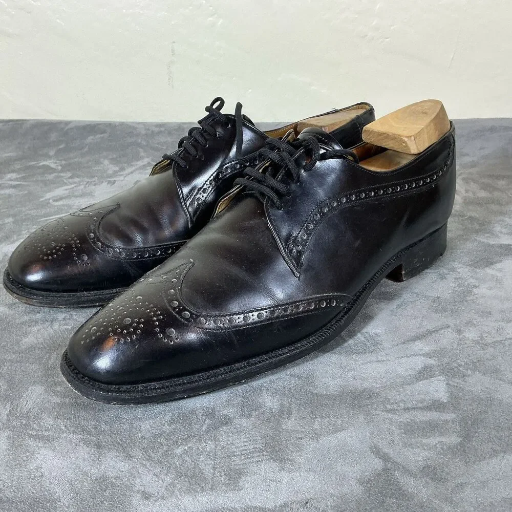 Church’s Of England Medallion Men’s Black Leather Dress Shoes 9 C Vintage Oxford